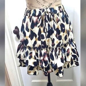 Animal Skin Brown Prints Casual Skirt For Women Fashion Size S